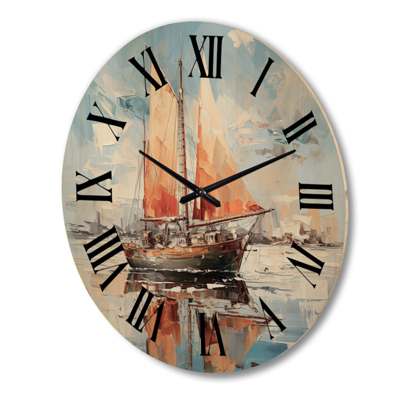 Horloge murale surdimensionnée en bois Boat I, Très grand