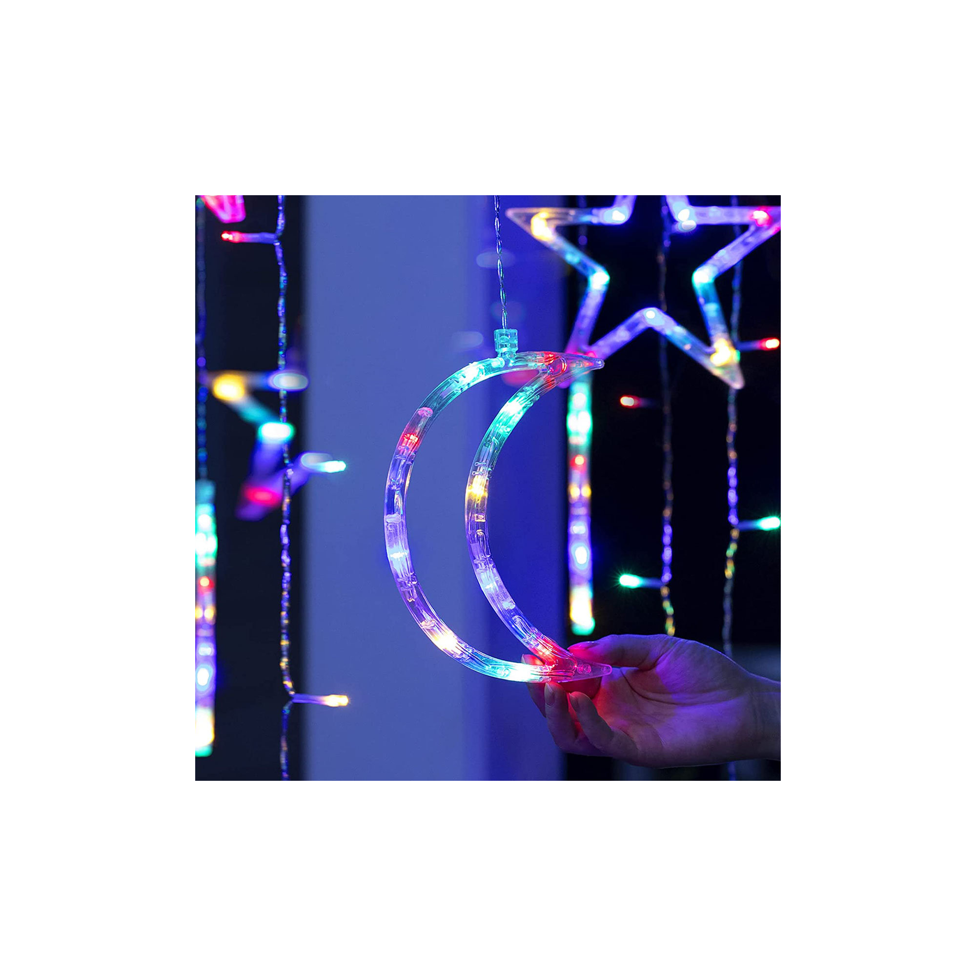 LED Icicle Lights, Blue/Yellow/Red