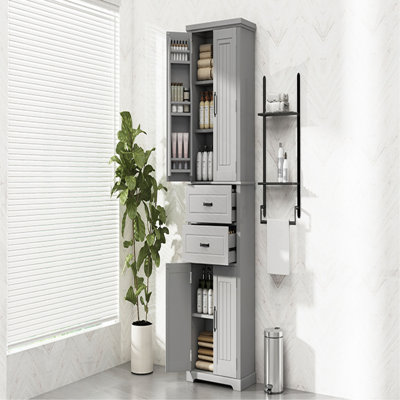Storage Cabinet With Multi-Functional Storage Space, Doors With Storage Shelves, 2 Drawers, Adjustable Shelf