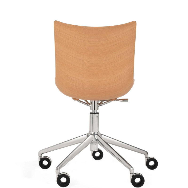P/Wood Swivel Task Chair, Light Wood/Chrome