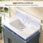 Plan de toilette en surface solide de 76 cm (30 po) de largeur × 56 cm (22 po) de profondeur, avec lavabo central simple intégré, comptoir de salle de bain blanc, dosseret de 9 cm (3,5 po) et 3 trous pré-percés pour robinetterie à entraxe de 20 cm (8 po).
