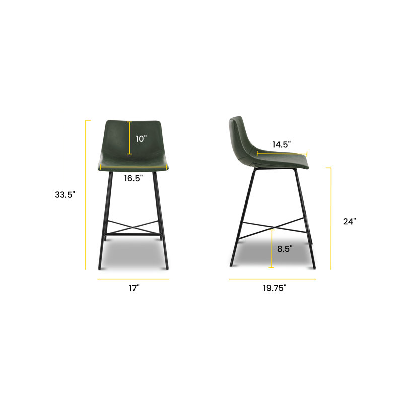 Paxton 24" Counter Stool, Ivy Green Performance Faux Leather