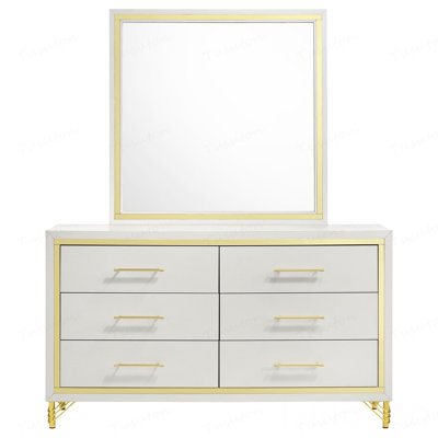 Commode 6 tiroirs avec miroir