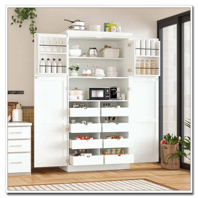 Grande armoire de rangement autoportante avec plateaux de cuisine