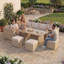 Prweitt Rattan 9 - Person Seating Group with Cushions, UKFR Certified-124911476