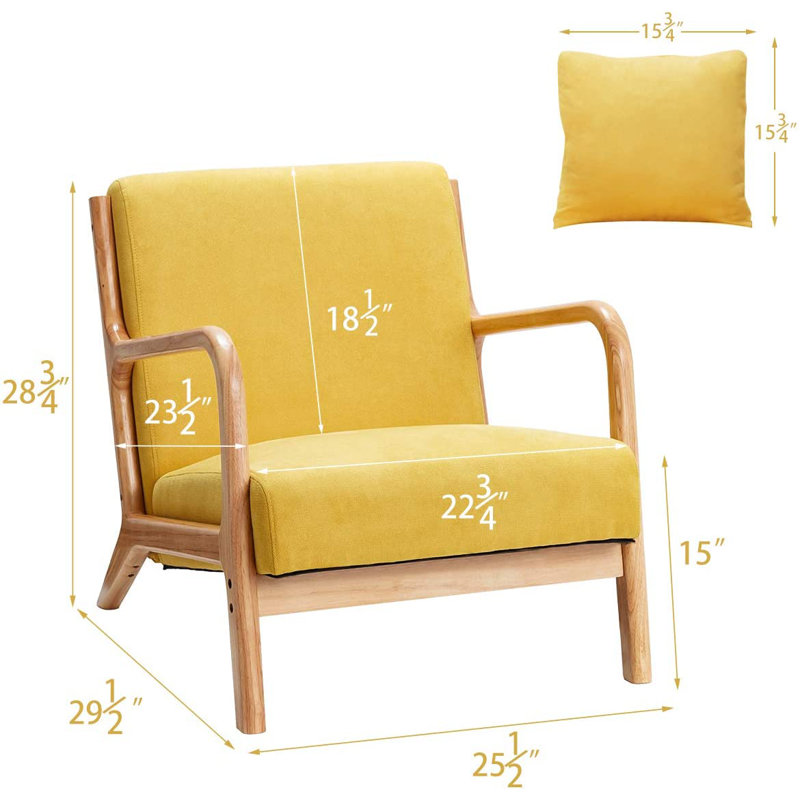 Upholstered Armchair, Yellow Linen