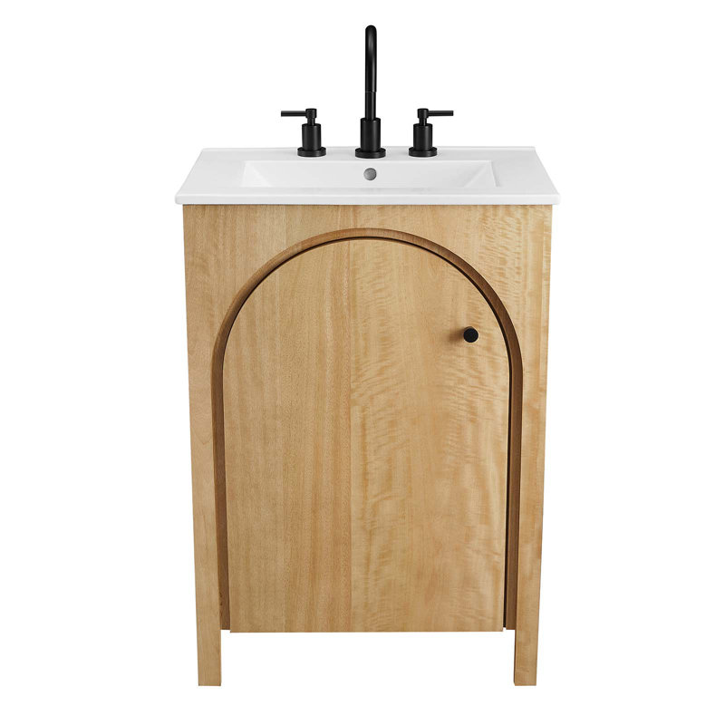 Appia 24" Oak Freestanding Bathroom Vanity with White Ceramic Top