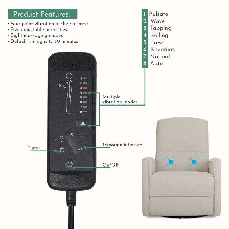 Belmont Power Recliner With Massager, Beige
