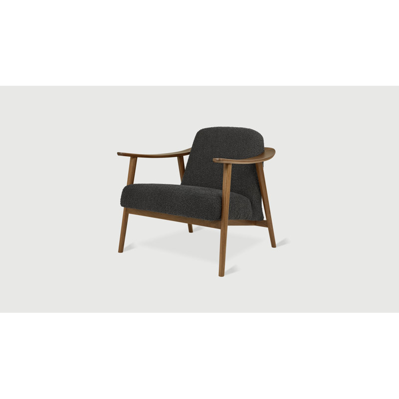 Baltic 76.2Cm Top Grain Leather Wide Armchair, Black, Brown Wood