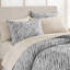 Ensemble de couette rayée 7 pièces en microfibre grise toutes saisons