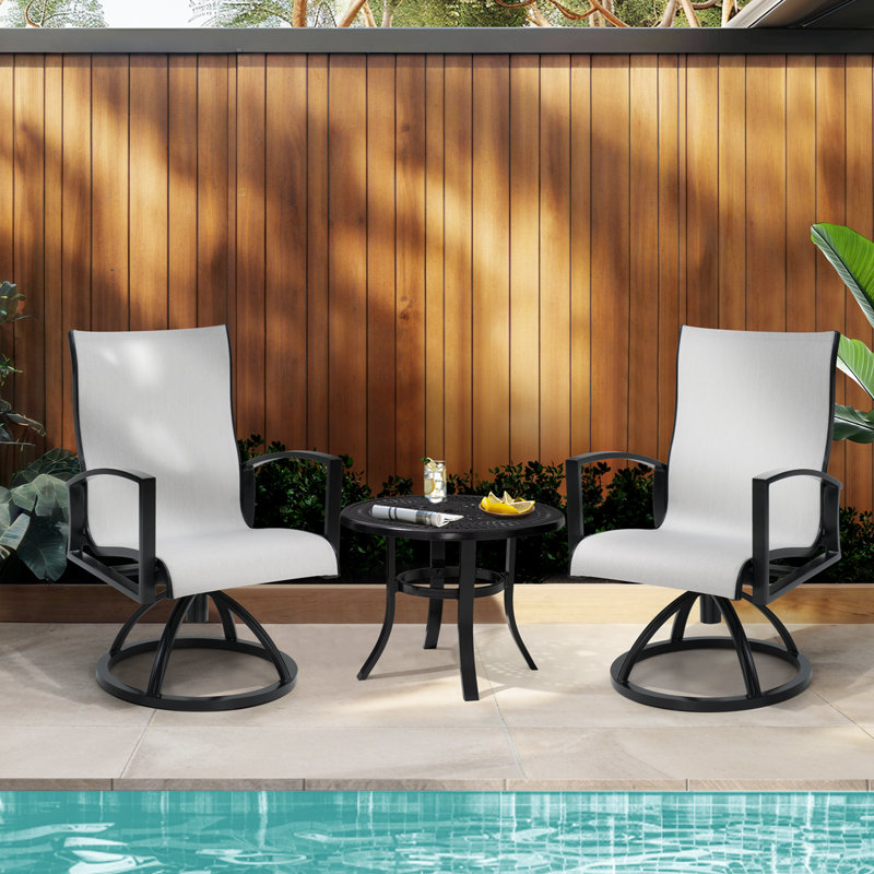 Outdoor Dining Aluminum Armchair With Sunbrella, White