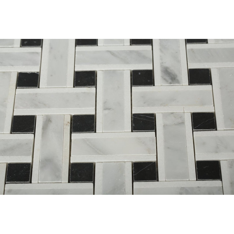 Twine 1x3 Basketweave Polished Marble Mosaic Tile