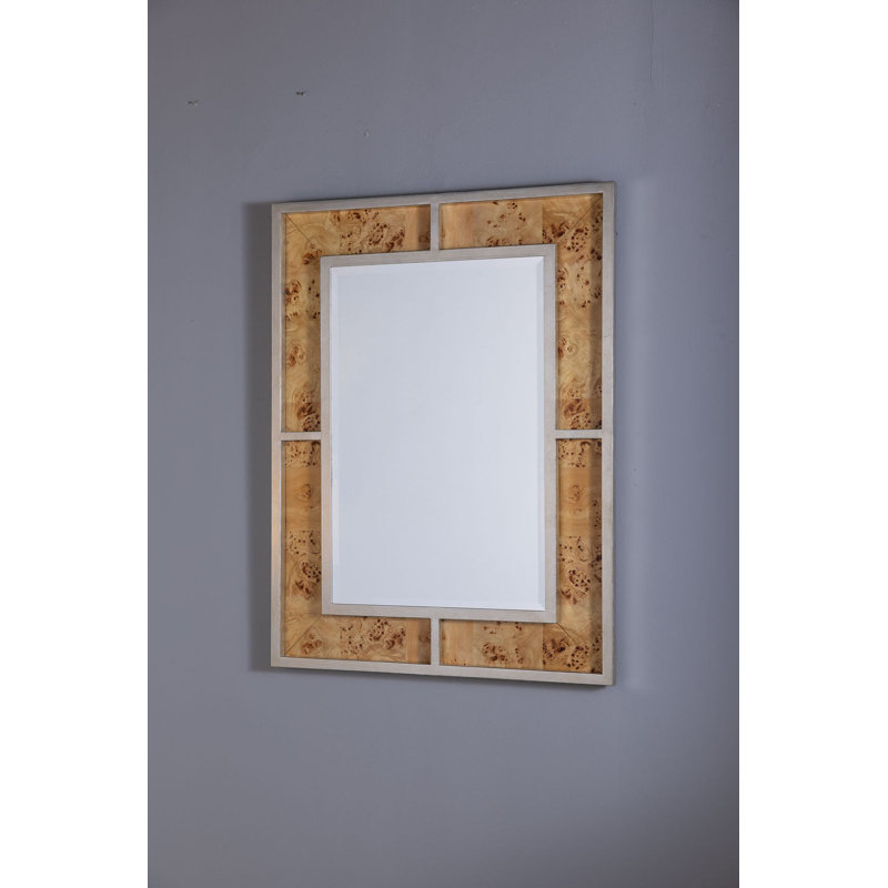 Bedford Mirror, Silver, Monarch Burl