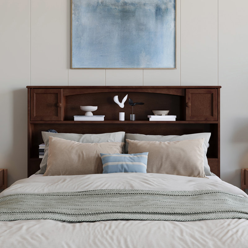 Bouldin Solid Wood Storage Bookcase Headboard, Full, Walnut