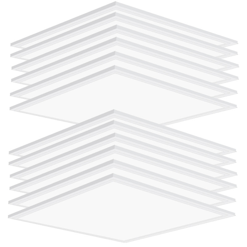 2x2 LED Flat Panel Lights for Drop Ceiling 12 Pack, 45W 5800LM Recessed Edge-Lit Light Fixture, 0-10V Dimmable 5000K Troffer Light, 110-277V Drop Ceiling Lay in for Commercial Office, ETL Listed
