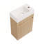 Meuble-lavabo flottant de 15,7 po avec lavabo SMC réversible, armoire en panneau de fibres à densité moyenne à devant ondulé, conception à pousser sans ouverture, charnières à fermeture en douceur-147701752