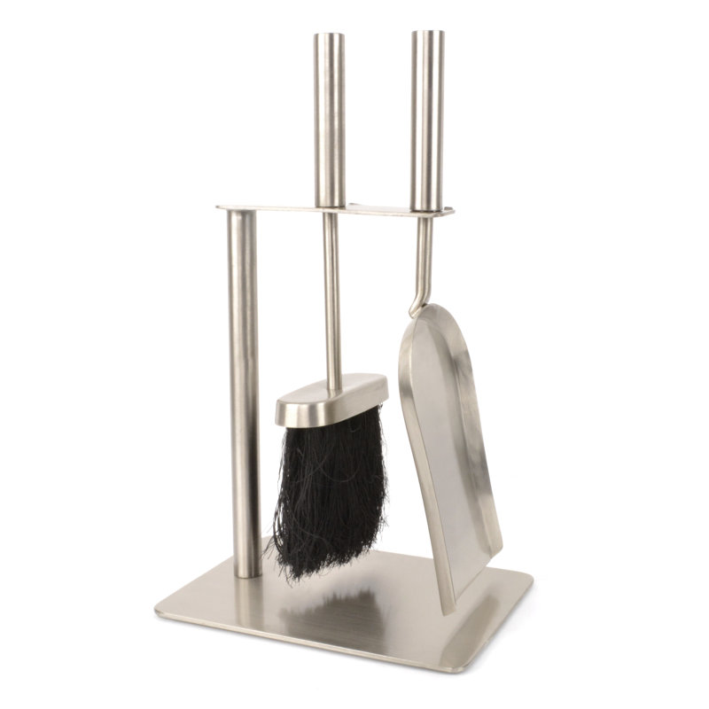 Steel Fireplace Tool Set, Pewter