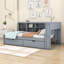Lit de jour en bois avec ports de chargement USB, tiroirs et tablettes de rangement-342125226-342125227