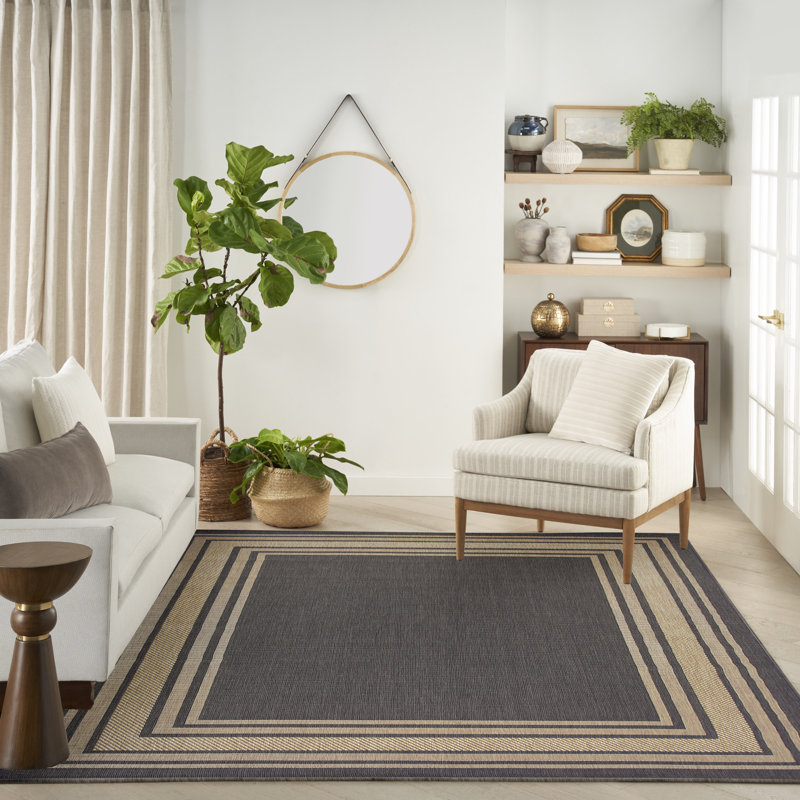 Horizon Indoor/Outdoor Modern Rug, Rectangle 10' x 14', Charcoal