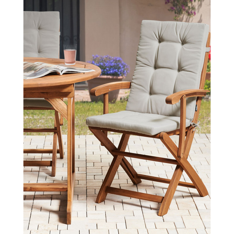 Set of 2 Garden Chairs with Cushions MAUI PREMIUM Acacia Wood, Taupe