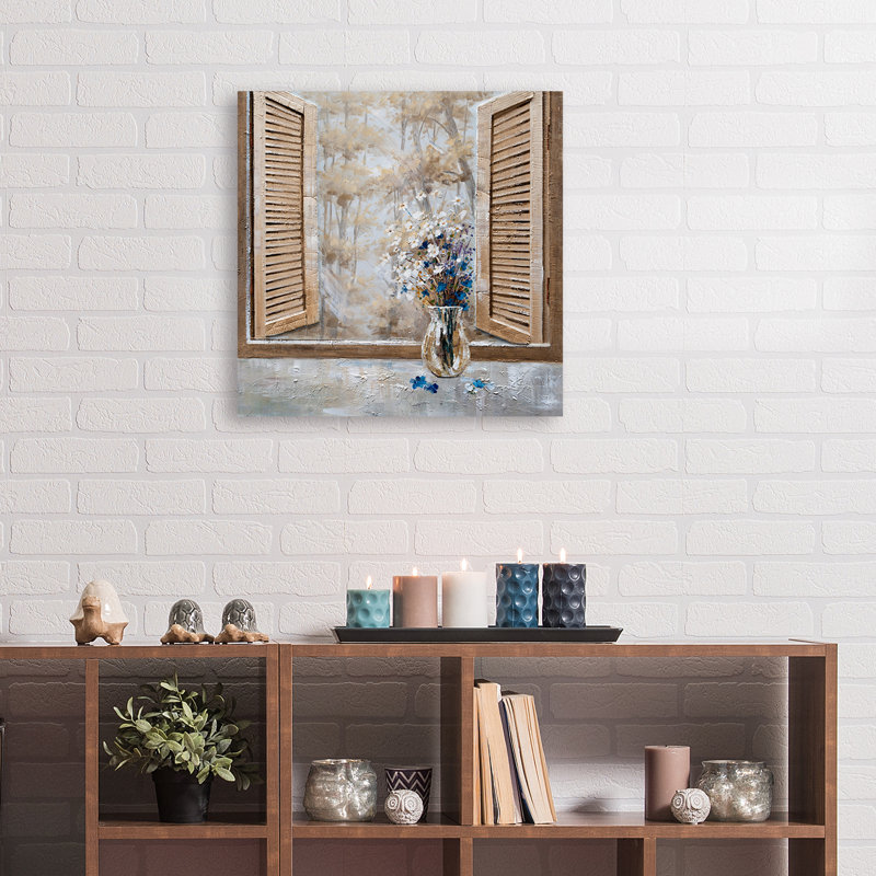 Fenêtre de l'automne - peinture sur toile tendue, H 20 po x l 20 po x P 1,5 po