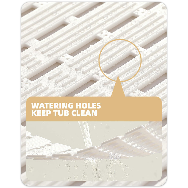 Tapis de bain, L 16 po x L 36 po, Blanc