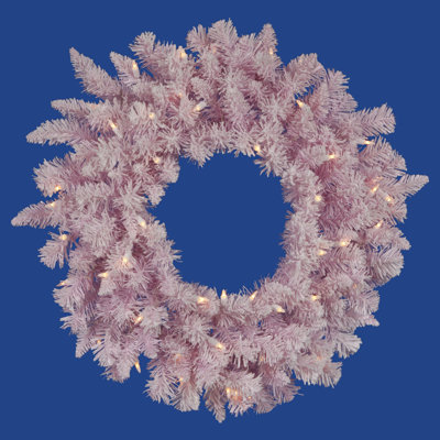 Pre-Lit Frosted Artificial Christmas Wreath - 48-Inch Clear Lights