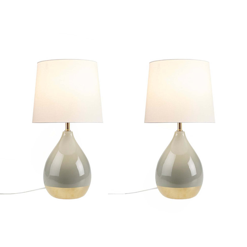 Ensemble de 2 lampes de table en céramique 2 tons vert sauge / or voir ci-dessous