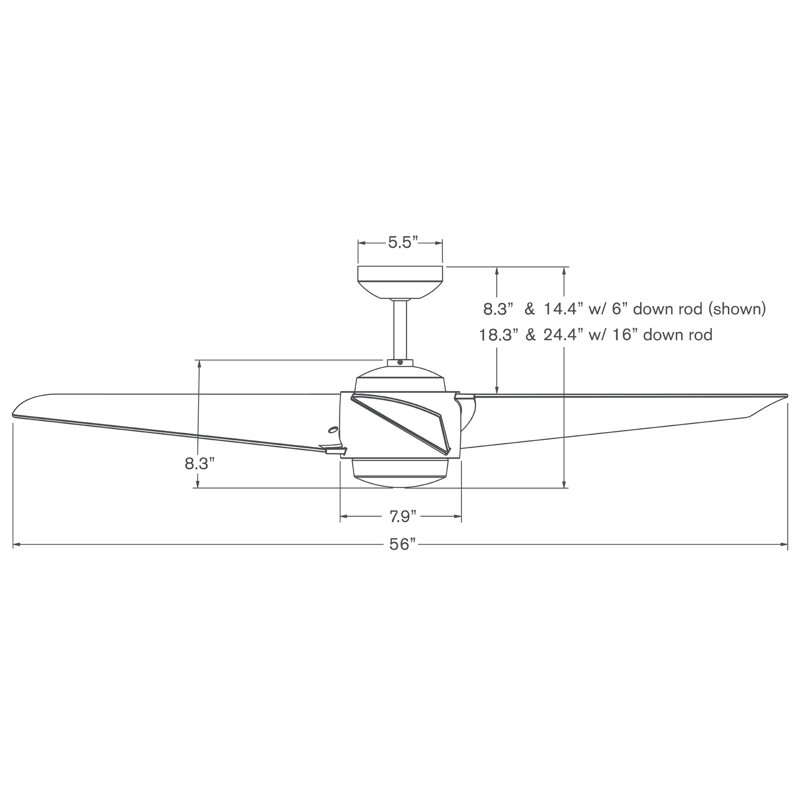 Ambit LED Downrod Ceiling Fan, Matte Black, Maple, Handheld Remote Control