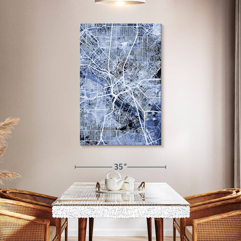 Aliaz Dallas Texas City Map III, 48" H x 32" W