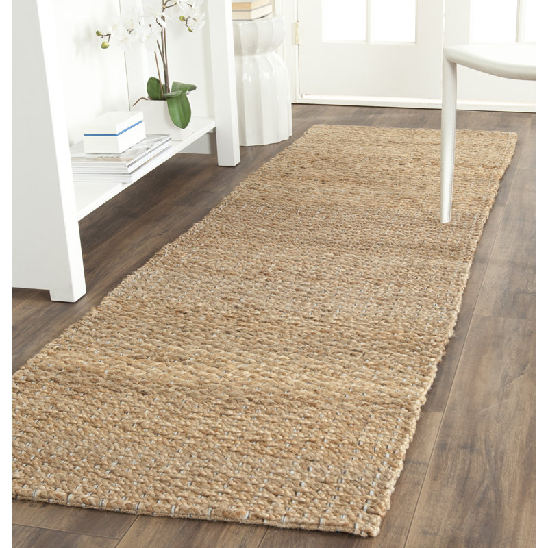Debroh Natural Fiber Hand Woven Jute Solid Color Rug, Runner 2'6" x 6'