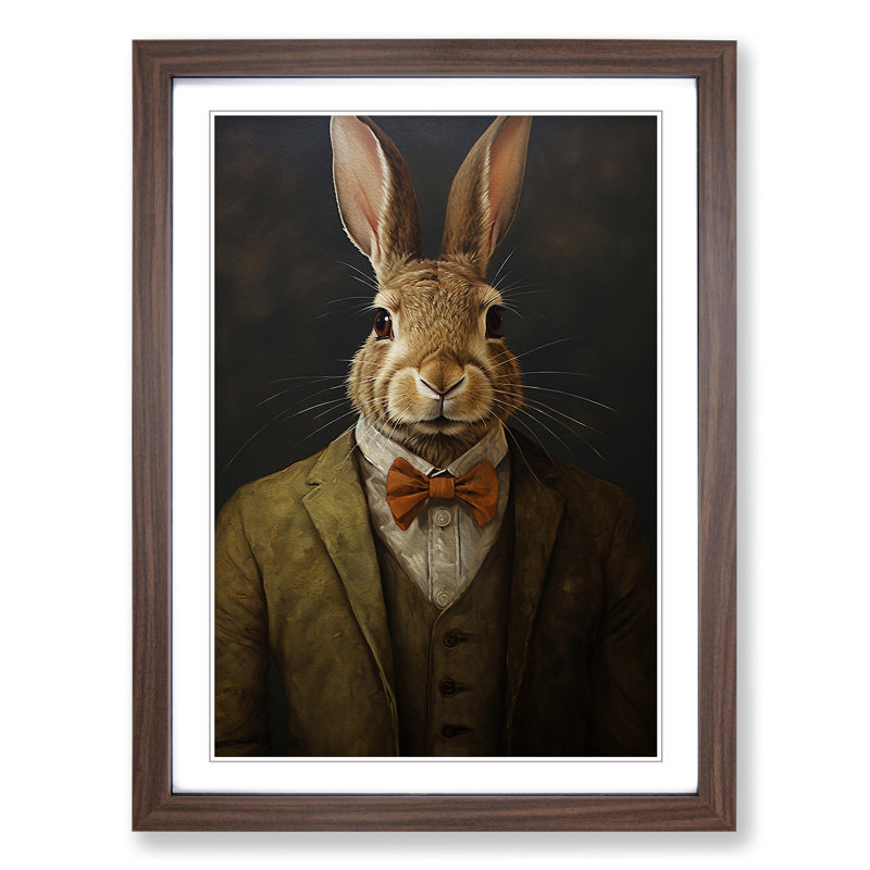 Hare in a Suit Painting No.3 - Framed Print, Walnut Framed, 64cm H x 46cm W