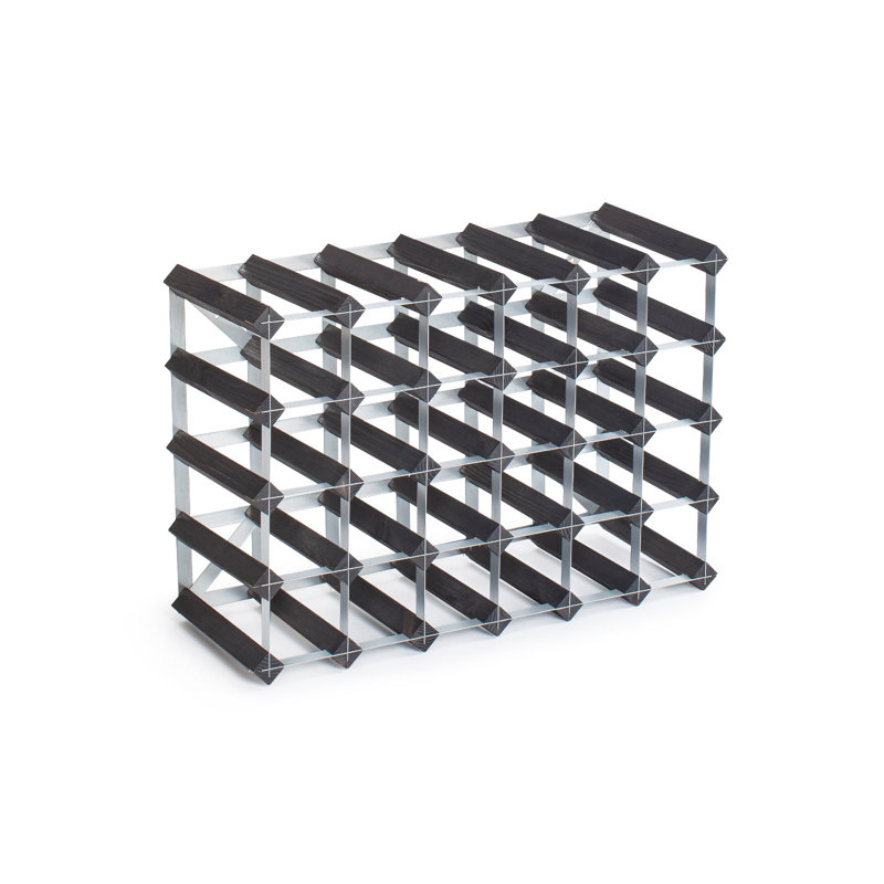 Eastleigh 30 Bottle Solid Wood Floor Wine Bottle Rack, Black Ash 