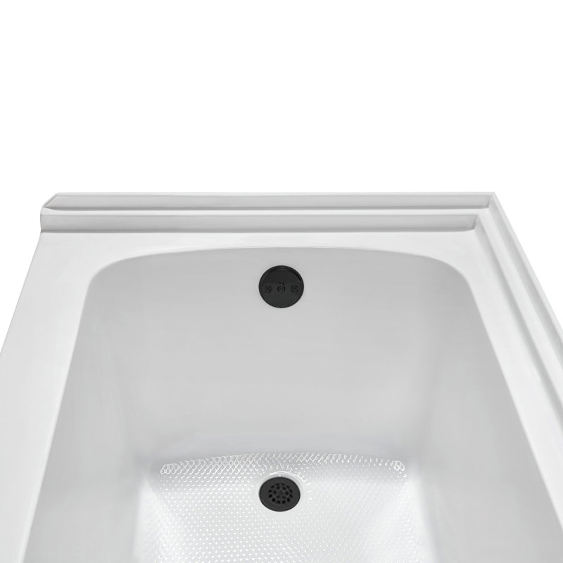 Streamline 60 in. x 30 in. Acrylic Left-Hand Drain Alcove Bathtub in Glossy White With External Drain, Matte Black