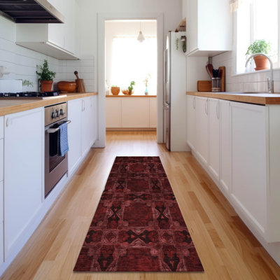 Premium Machine Washable Cerrito AMF564 Burgundy Rug