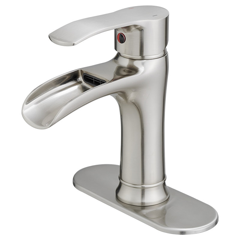 Robinet de salle de bain à une poignée et à un trou pour salle de bain , Nickel brossé
