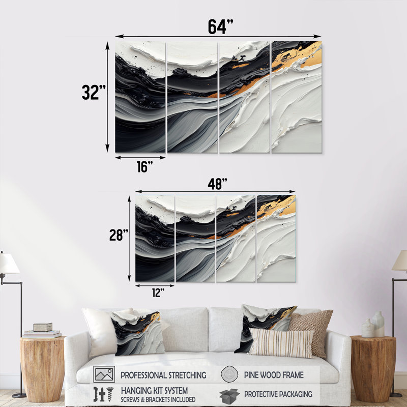 Omelus - art mural moderne - toile abstraite d'art mural, H 28 po x l 48 po, 4