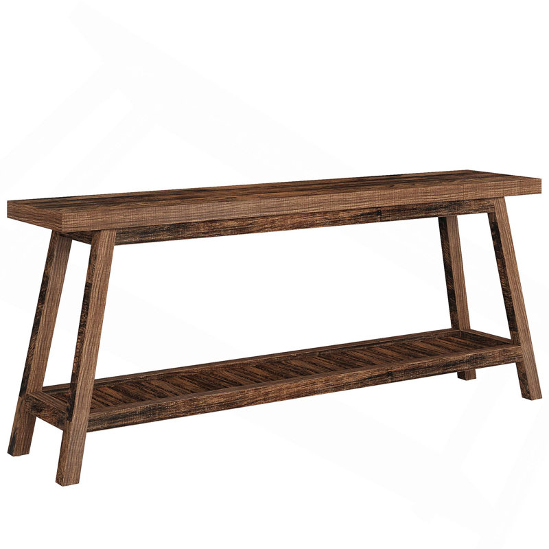 Rustic Extra Long Farmhouse Console Table With Shelf, Perfect For Hallway, Living Room, Or Foyer Decor And Storage