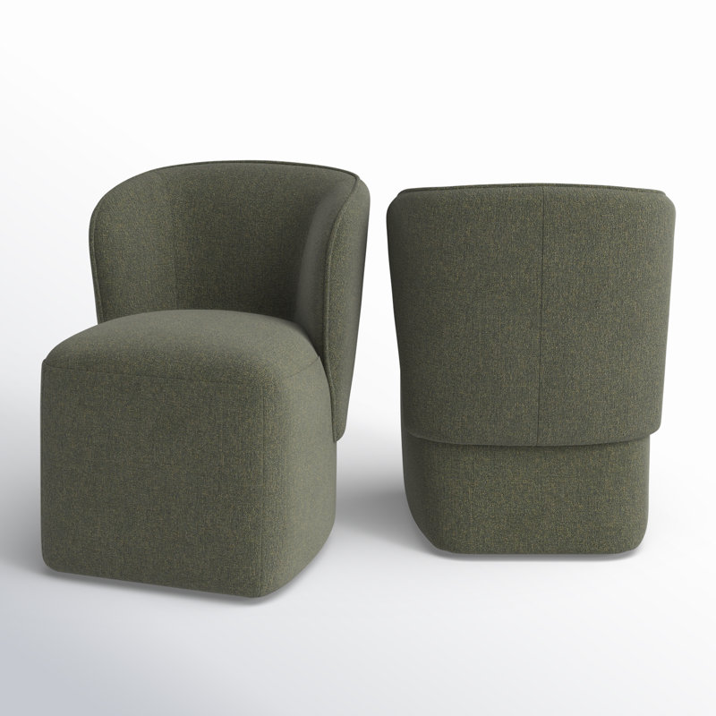 Chaise de salle à manger rembourrée Niha (ensemble de 2), Tweed chanvre Nathan
