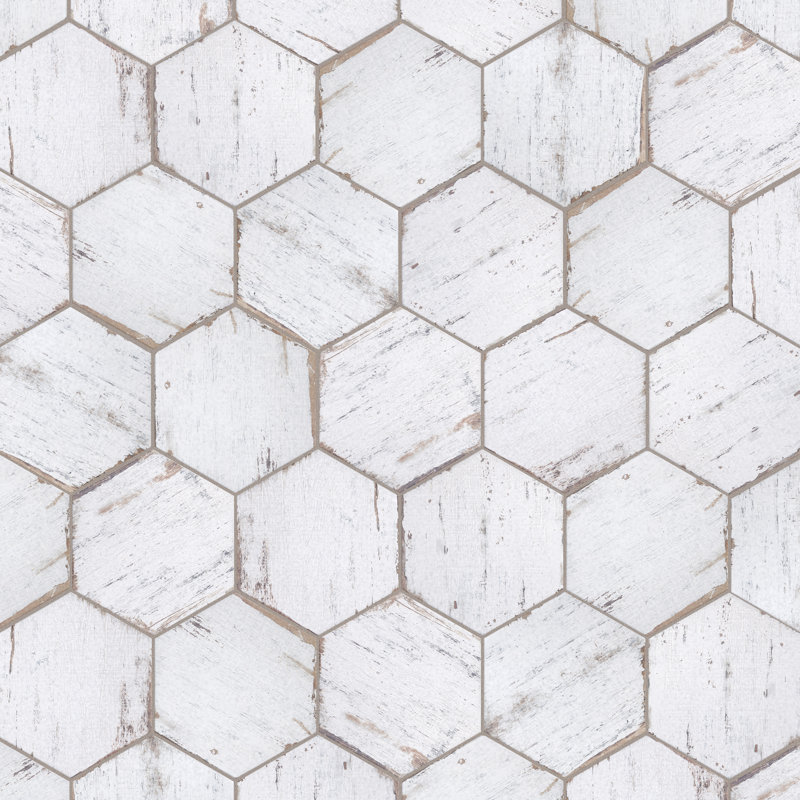 Retro 7" x 8" Porcelain Wood Look Wall & Floor Tile, Blanc