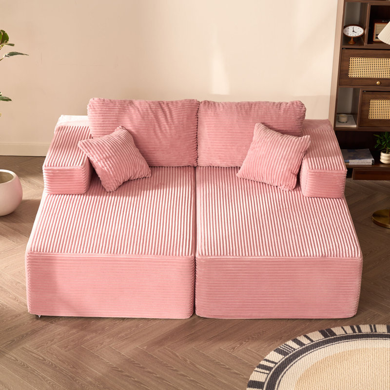 Corduroy Sofa, Pink, Chaise Lounge Chair