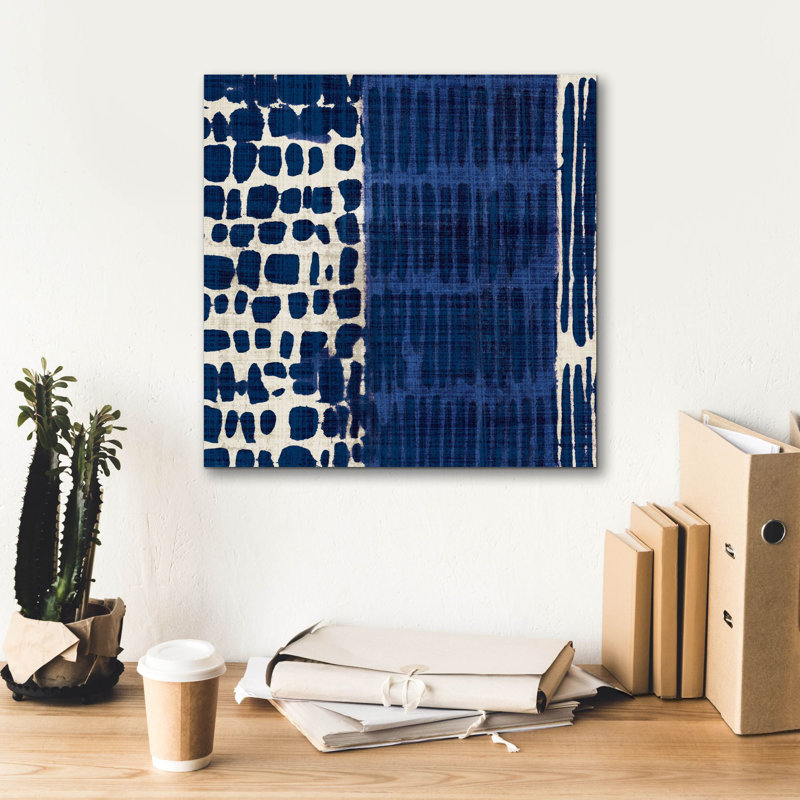 Toile épique Graffiti «Indigo Batik 1» par Wild Apple Portfolio, 18 po x 18 po, H 18 po x l 18 po