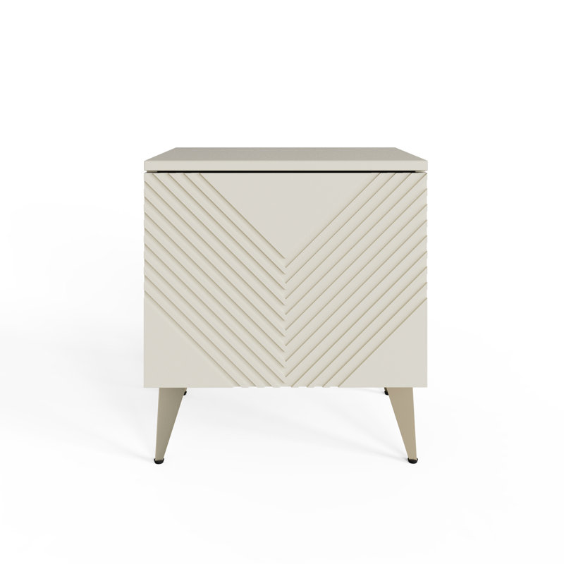 AVA Side Table with Storage , White