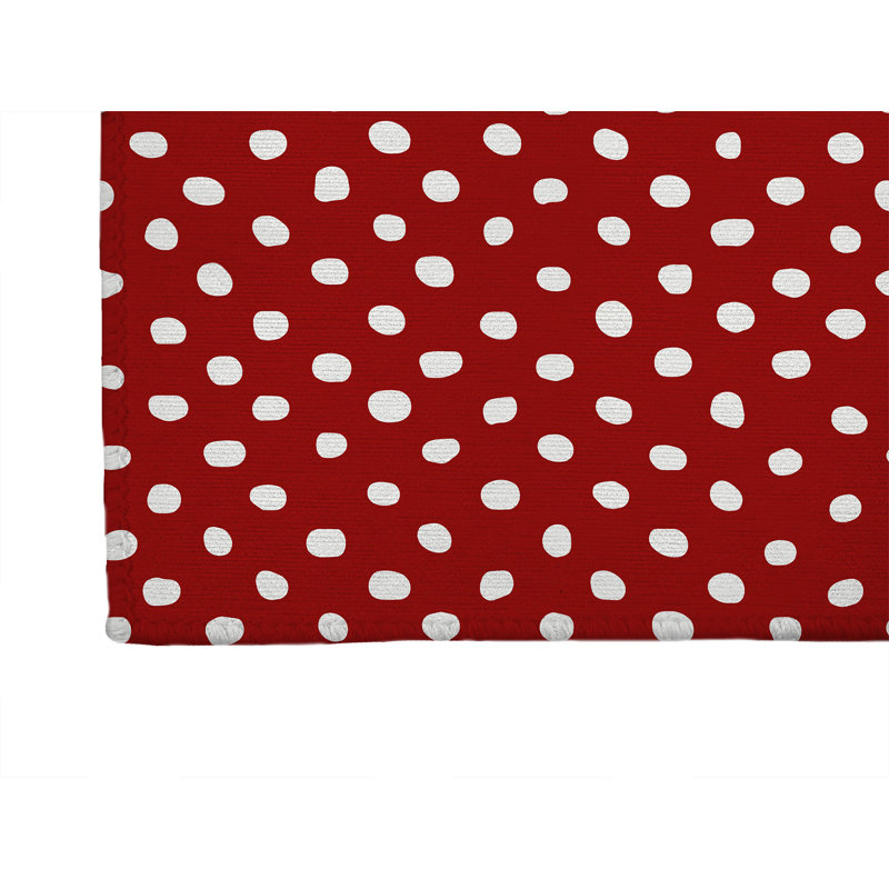 Tapis de cuisine Dot Lyfe, Rectangle 5' x 7', Cranberry Red Dots