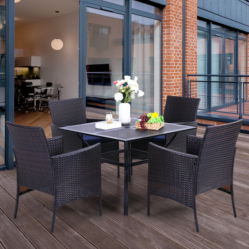 Leonard 4 - Person Patio Dining Set with Square Table , Cushions Included