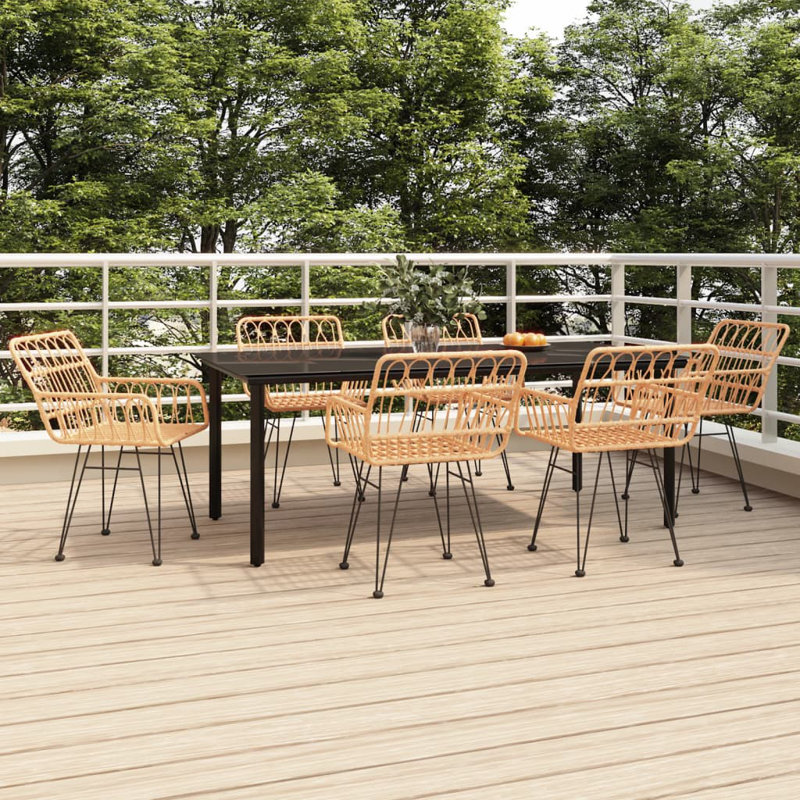 Ensemble repas extérieur Aniessa, L 78,7 po x l 39,4 po x H 29,1 po, Noir, 6