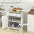 HOMCOM Sideboard with Solid Wood Countertop, Modern Kitchen Storage Cabinet, Coffee Bar Cabinet with 2 Drawers, Doors and Adjustable Shelf, Distressed White
