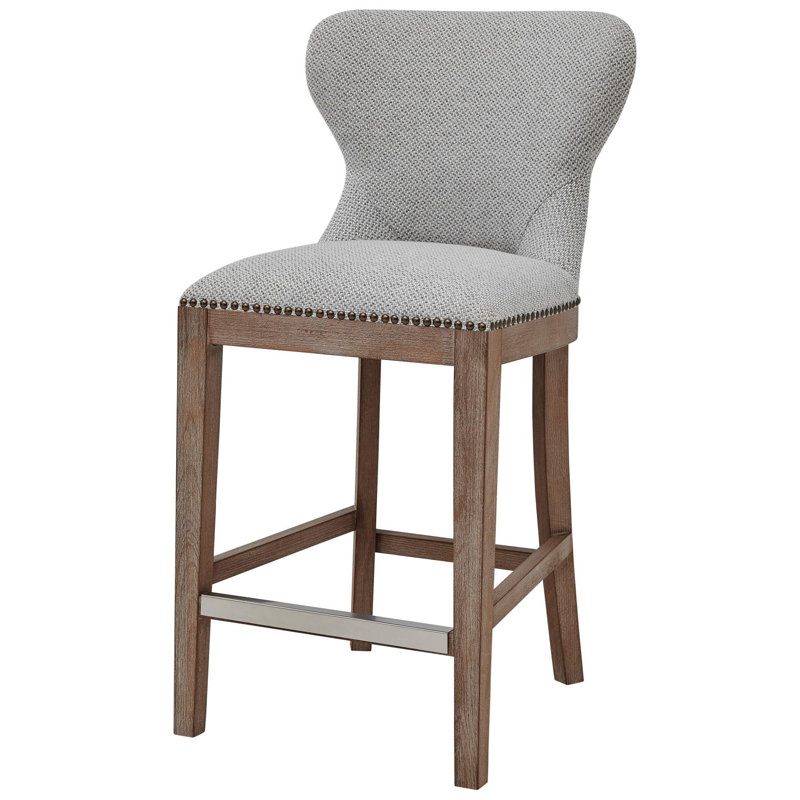 Grantham Upholstered Counter Stool, Counter Stool (26” Seat Height), Cardiff Gray Basketweave