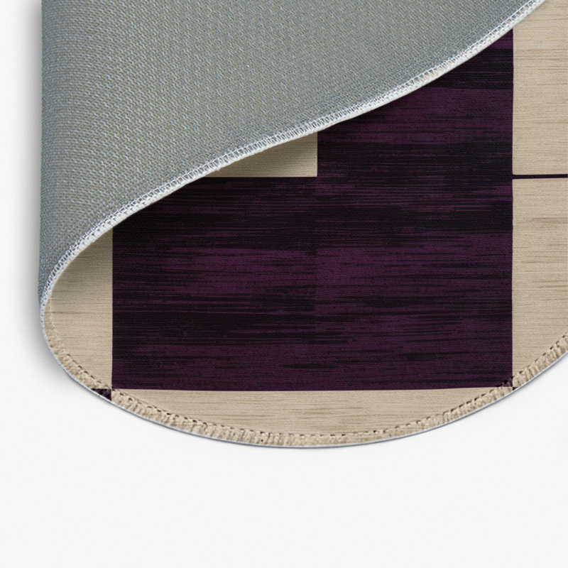 Tapis d'intérieur et d'extérieur à carreaux beige, Rond 5 pi