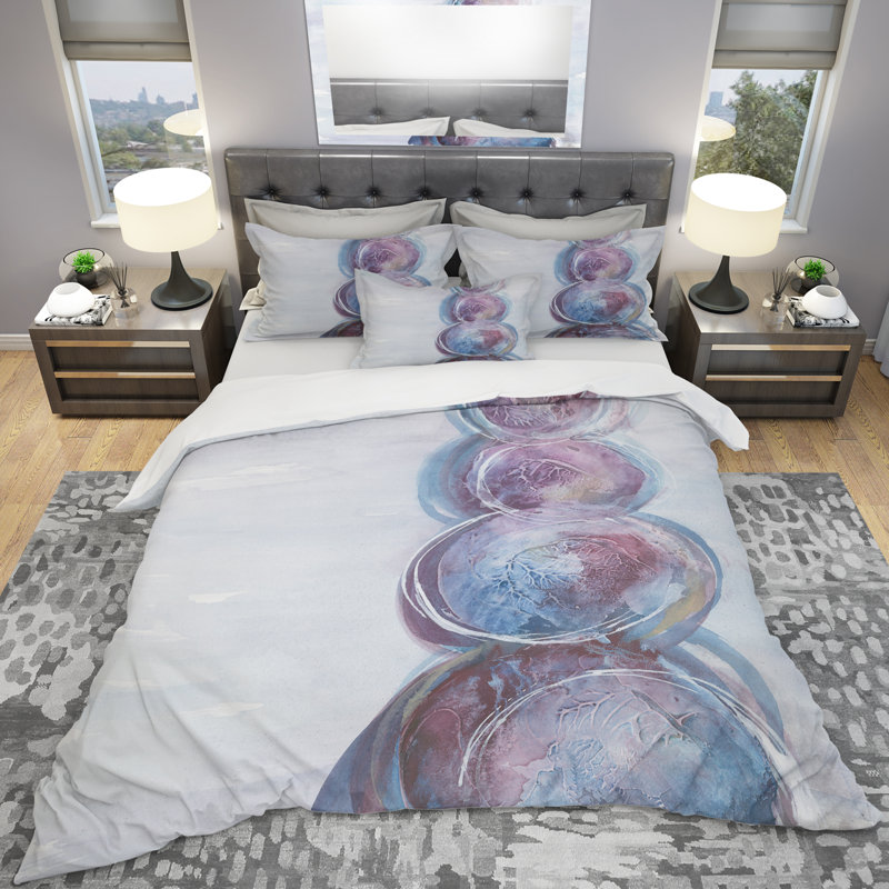 Ensemble de housse de couette moderne et contemporaine en microfibre bleue, Housse de couette double / grand et 2 taies
